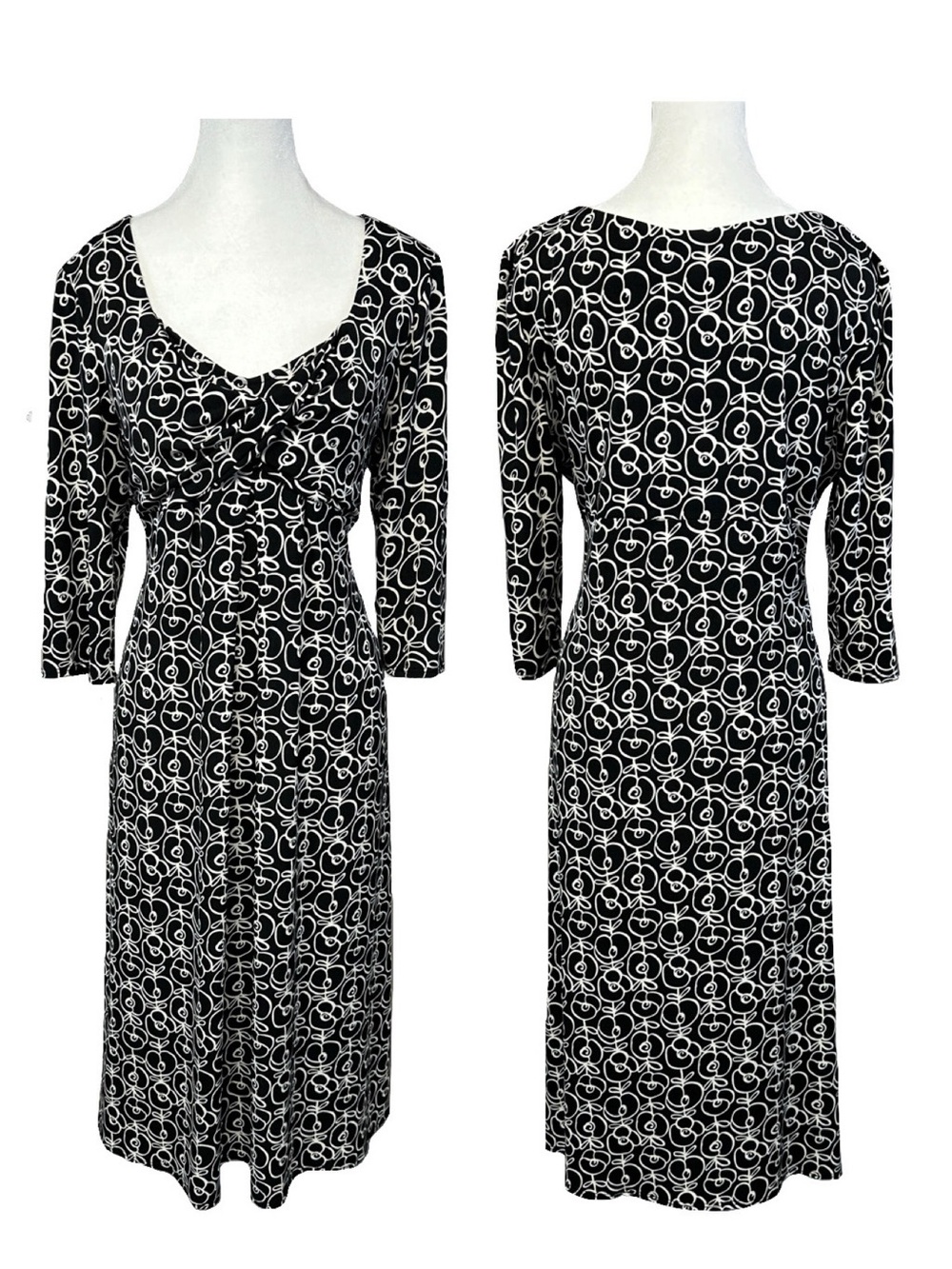 TravelSmith Twist Top Floral Packable Stretchy Midi Dress Travel Vacation Large